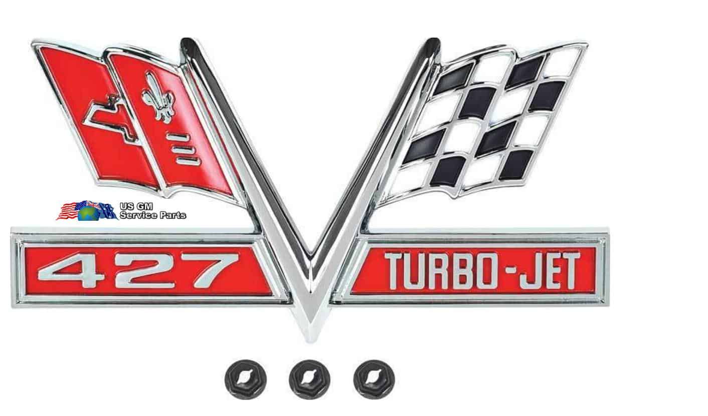 67 427 Turbo-Jet V-Flag Front Guard Badge